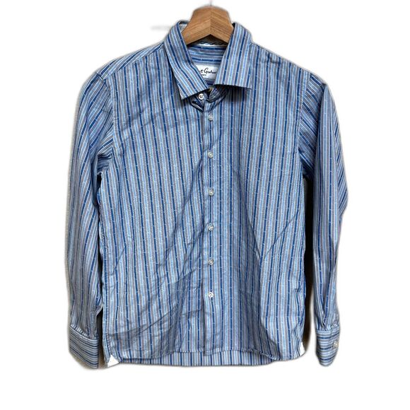 Robert Graham Blue Striped Long Sleeve Dress Shirt - Boys M - Designer Button Up - Picture 1 of 6